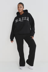 Kaiia Sport Logo Oversized Hoodie Black