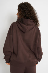 Kaiia Slogan Oversized Hoodie Mocha