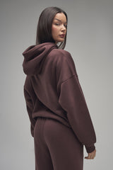 Kaiia Slogan Oversized Hoodie Mocha