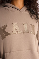 Kaiia Slogan Oversized Hoodie Latte