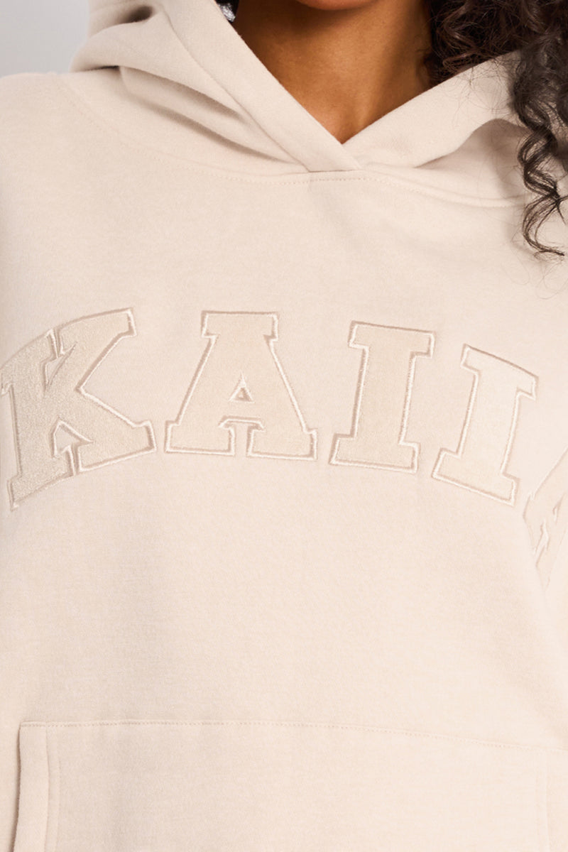 Kaiia Slogan Oversized Hoodie Cream