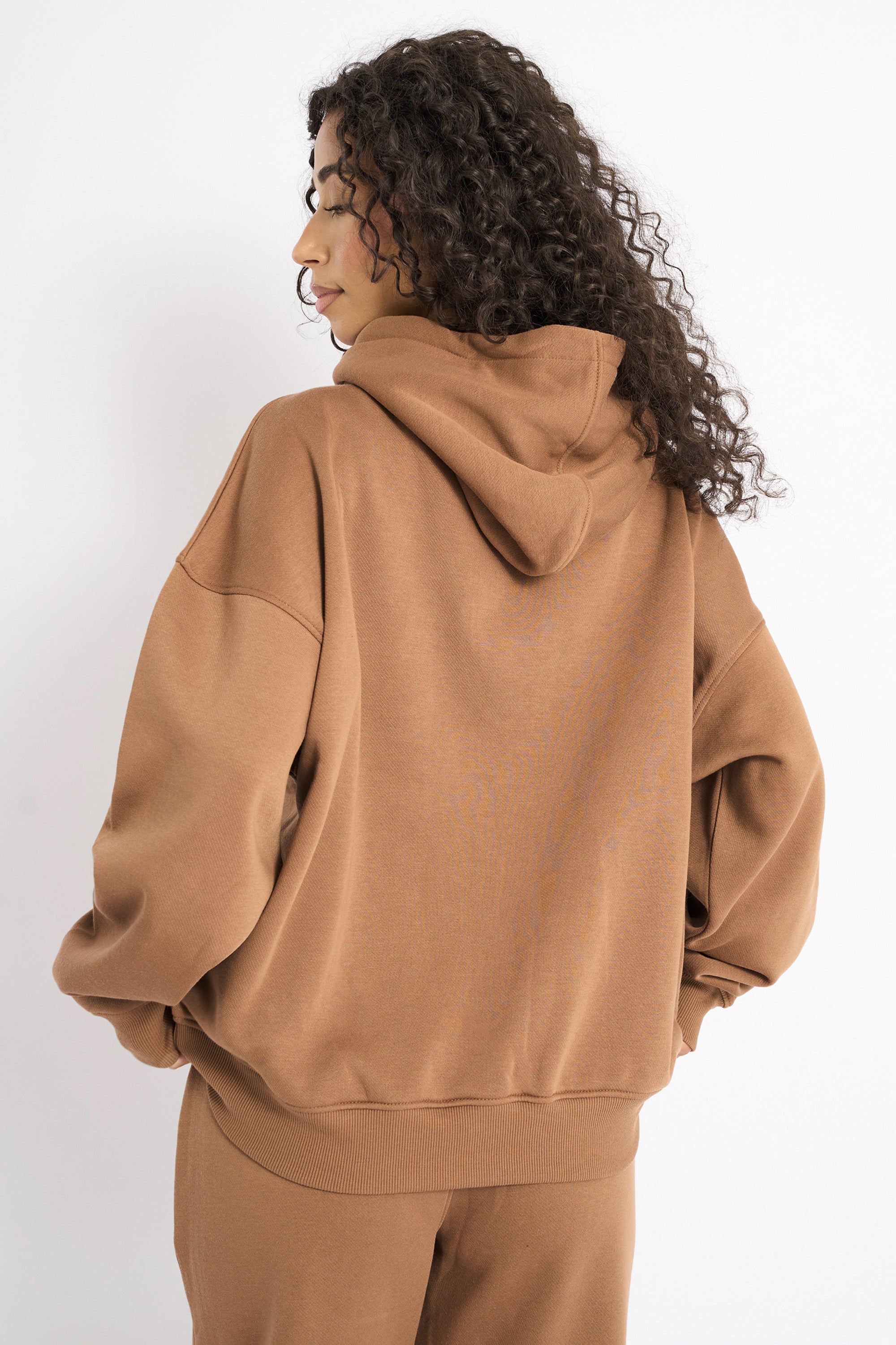 Kaiia Slogan Oversized Hoodie Gingerbread