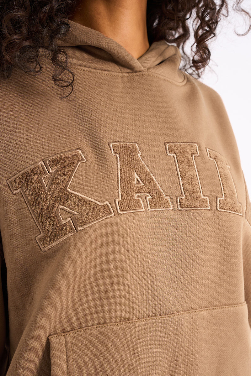 Kaiia Slogan Oversized Hoodie Gingerbread