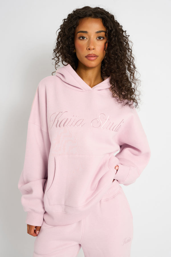 Kaiia Studio Script Logo Oversized Hoodie Pink Chai