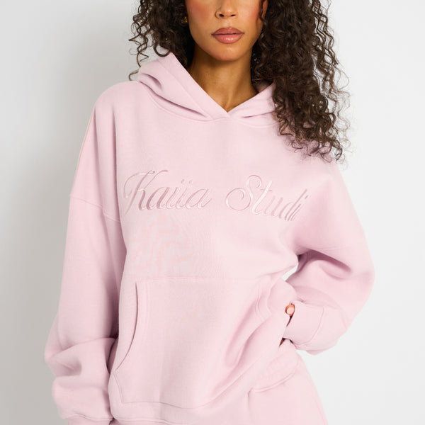 Pink hoodie with rose and chinese writing online