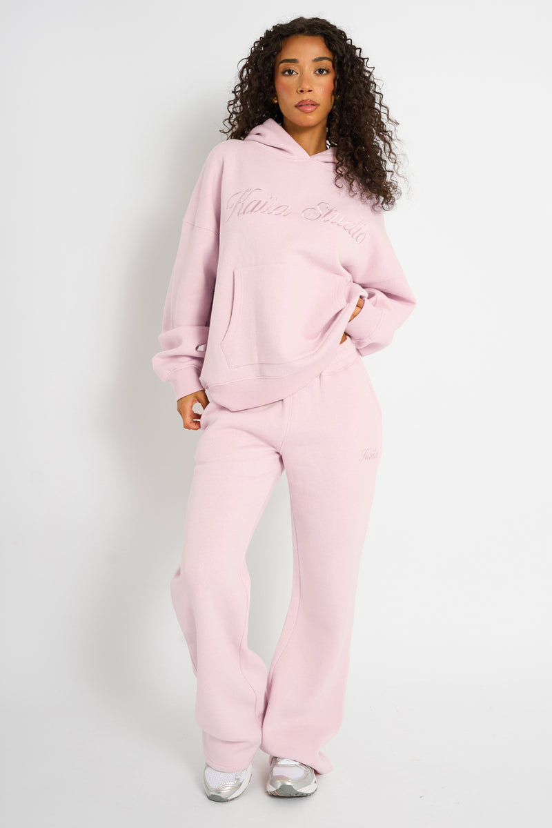 Kaiia Studio Script Logo Oversized Hoodie Pink Chai