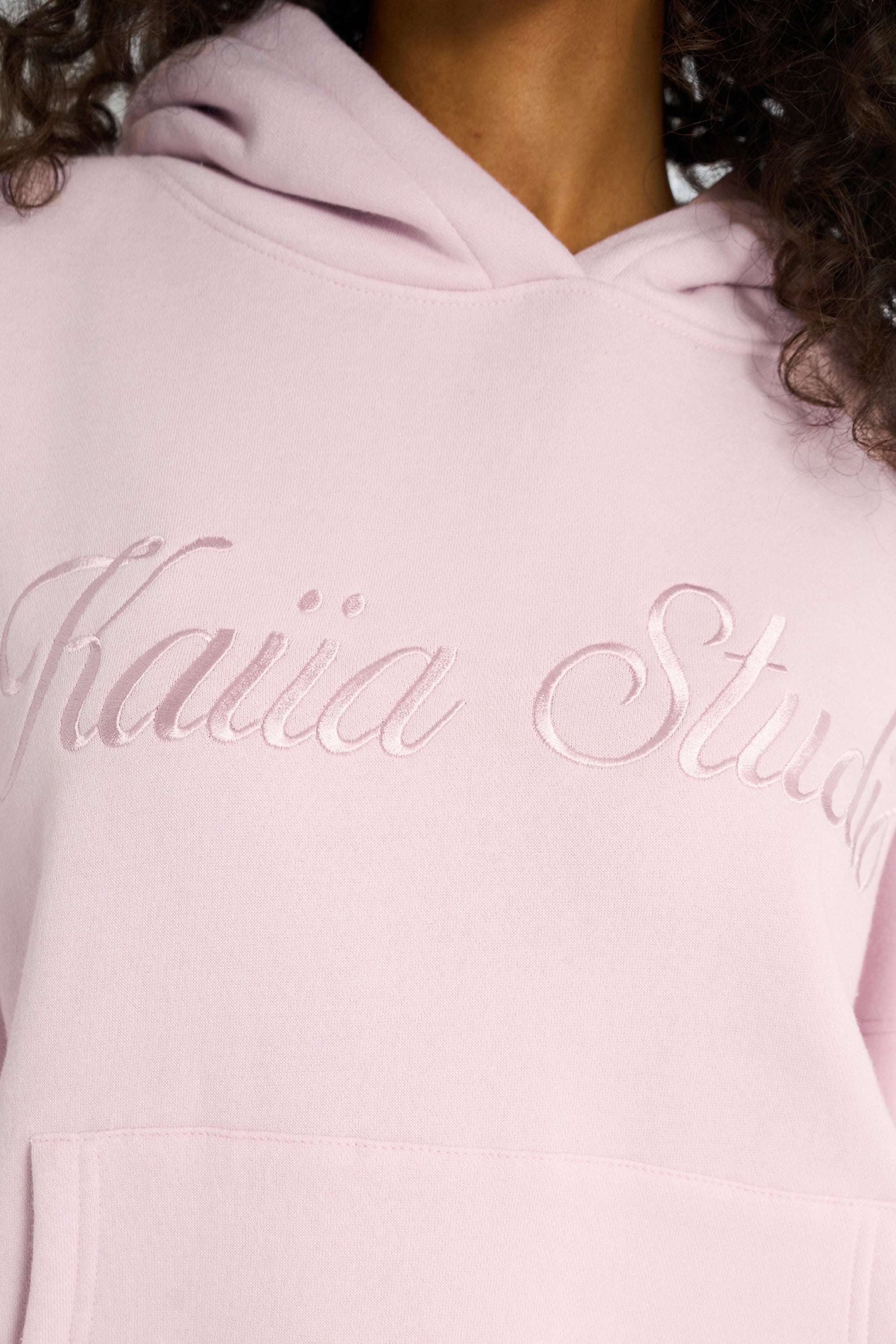 Pink hoodie with rose and chinese writing on sale