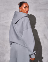 Kaiia Slogan Oversized Hoodie Dove Grey