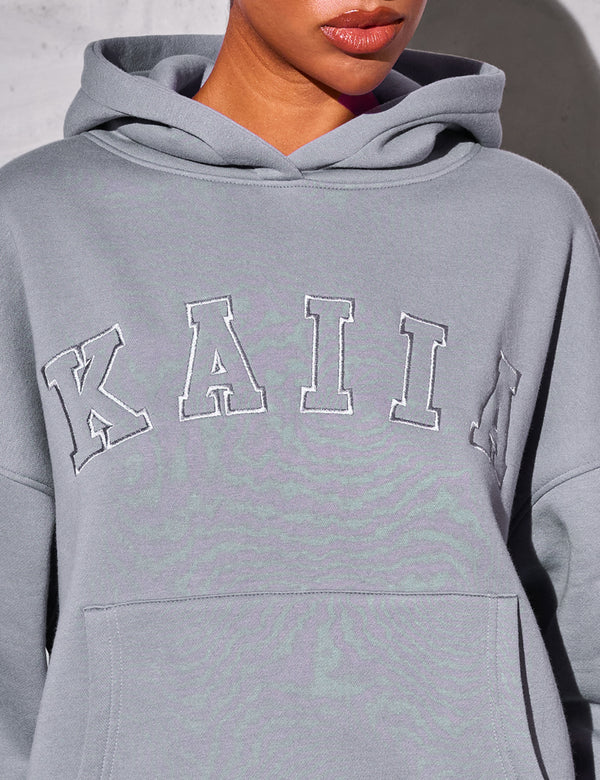 Kaiia Slogan Oversized Hoodie Dove Grey