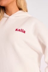 Kaiia Studio Cherry Graphic Oversized Hoodie Cream & Red