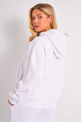 Kaiia Bow Embroidered Oversized Hoodie White & Pink