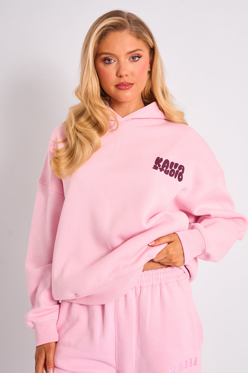 Kaiia Studio Bubble Logo Oversized Hoodie Pink & Plum