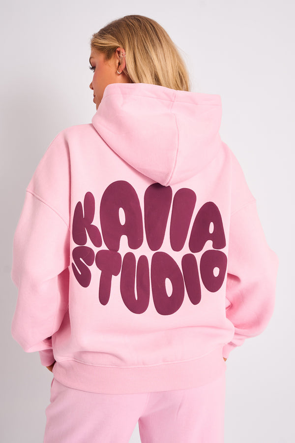 Kaiia Studio Bubble Logo Oversized Hoodie Pink & Plum