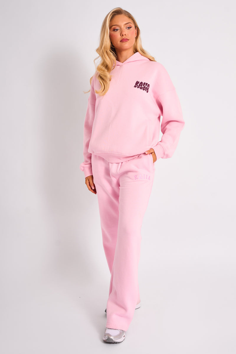 Kaiia Studio Bubble Logo Oversized Hoodie Pink & Plum