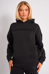 Kaiia Studio Borg Bubble Logo Oversized Hoodie Black