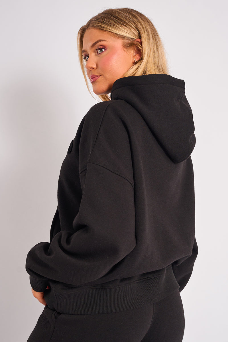 Kaiia Studio Borg Bubble Logo Oversized Hoodie Black