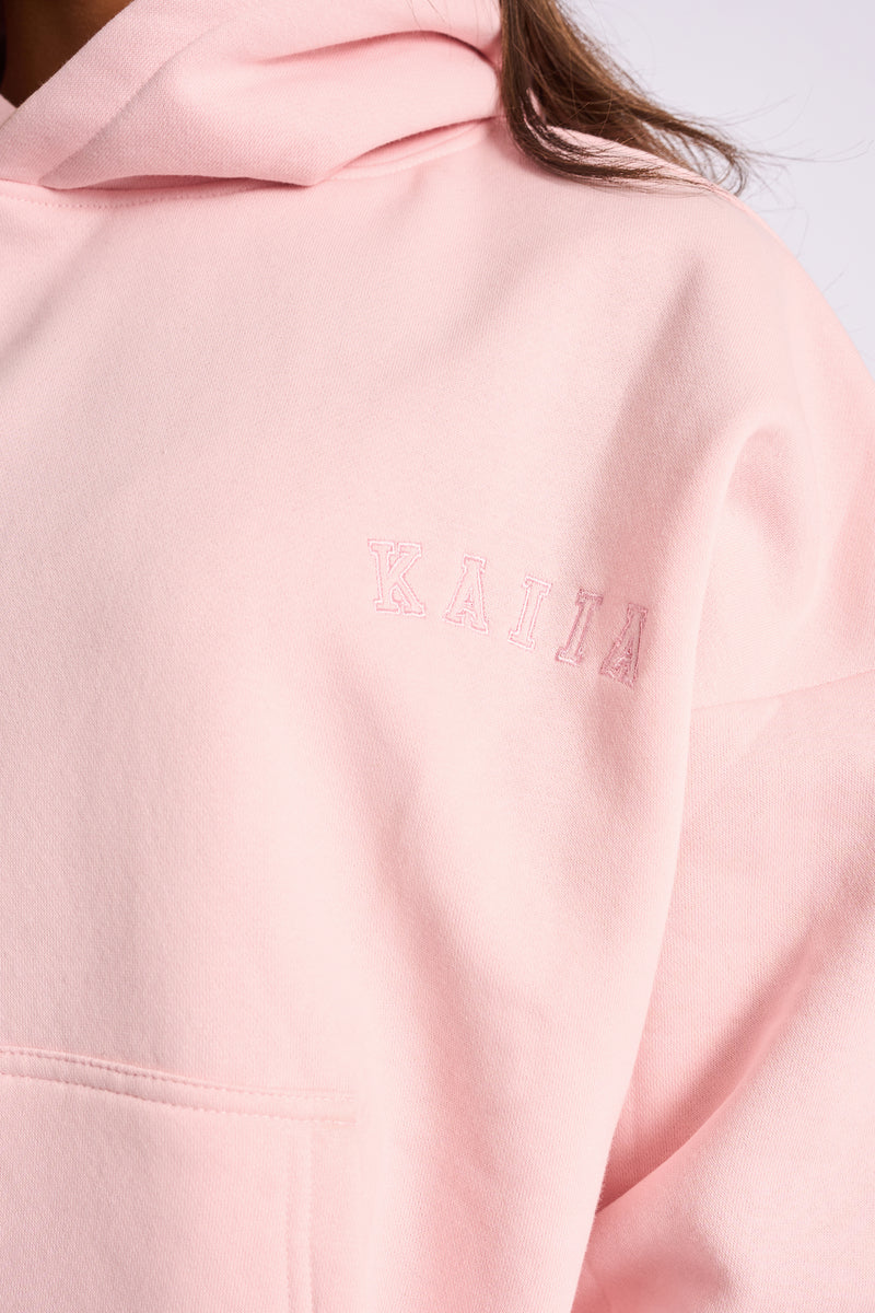 Kaiia Logo Embossed Oversized Hoodie Pale Pink