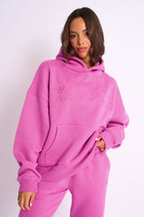 Kaiia Slogan Oversized Hoodie Bubblegum Pink