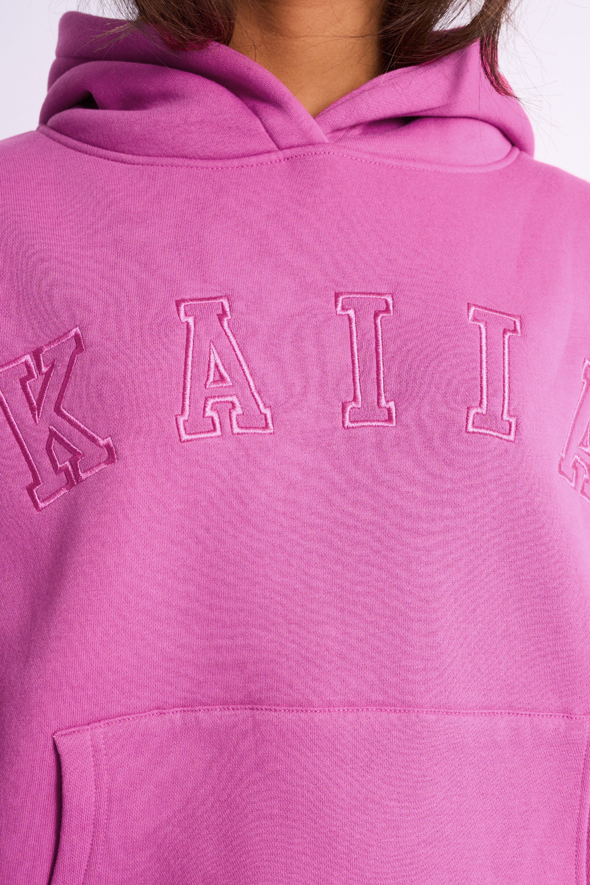 Kaiia Slogan Oversized Hoodie Bubblegum Pink