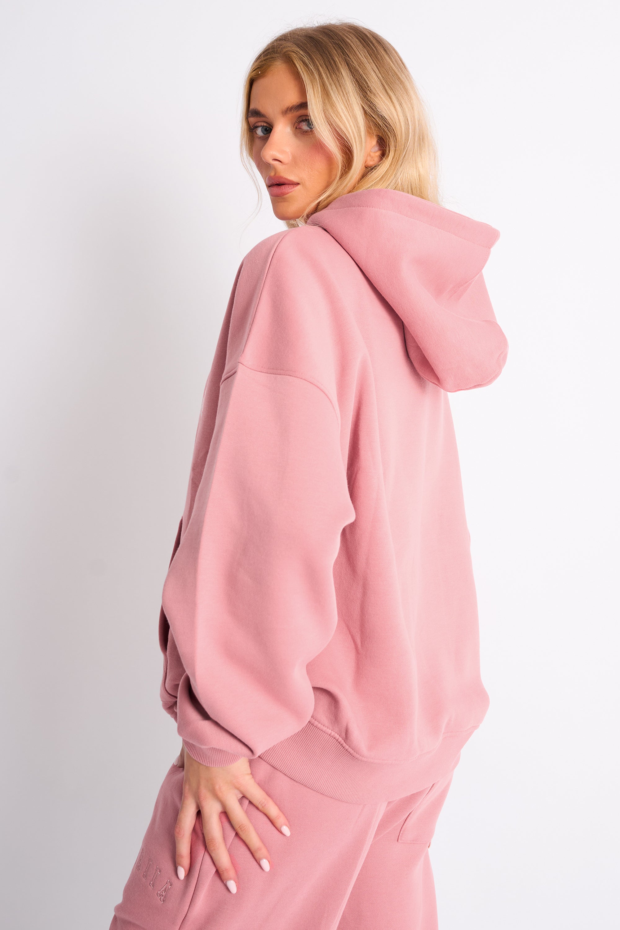 Kaiia Slogan Oversized Hoodie Blusher