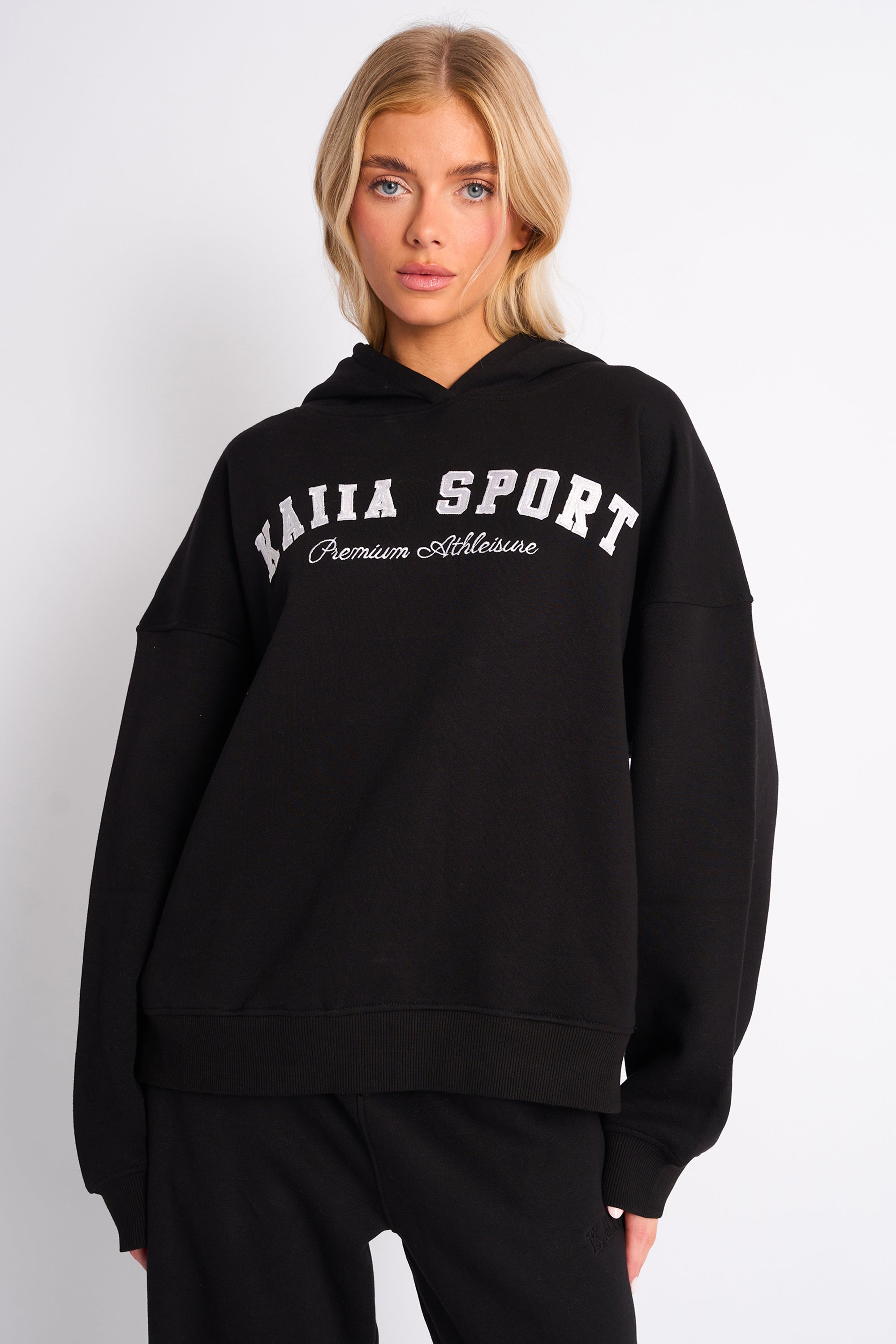 Kaiia Sport Oversized Hoodie Black & White