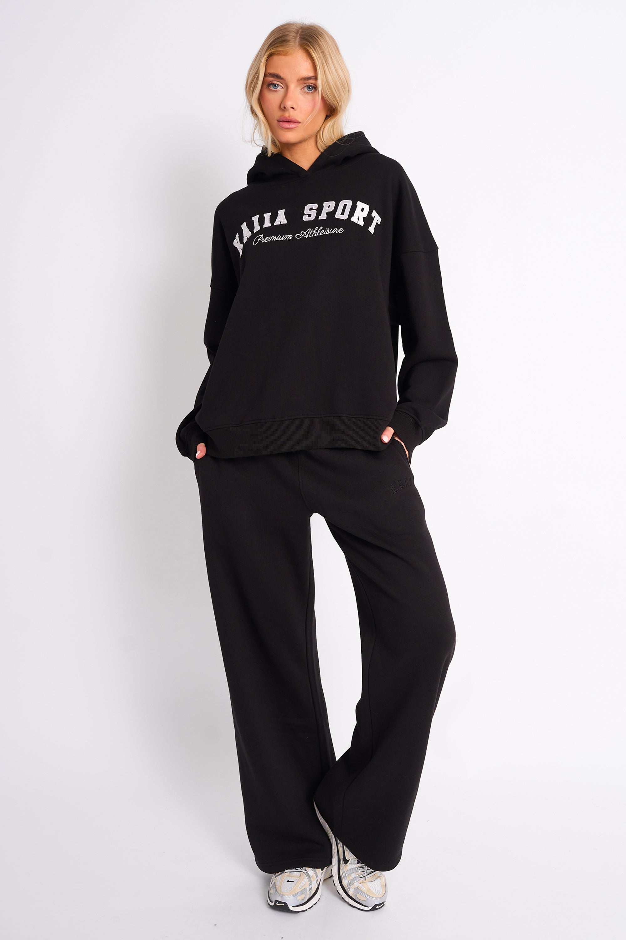 Kaiia Sport Oversized Hoodie Black & White