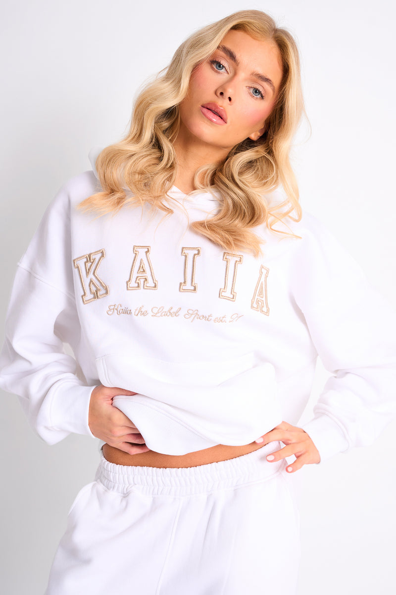 Kaiia Sport Oversized Hoodie White & Sand