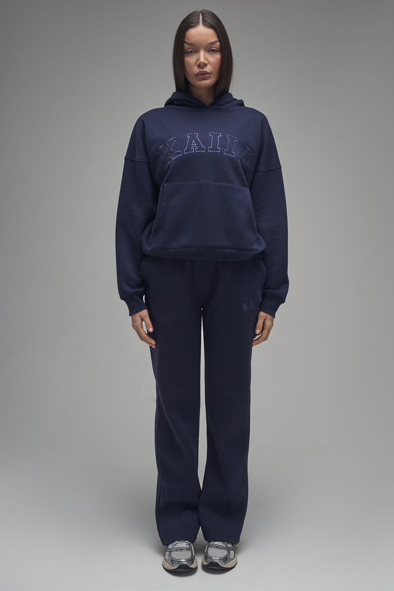 Kaiia Slogan Oversized Hoodie Navy