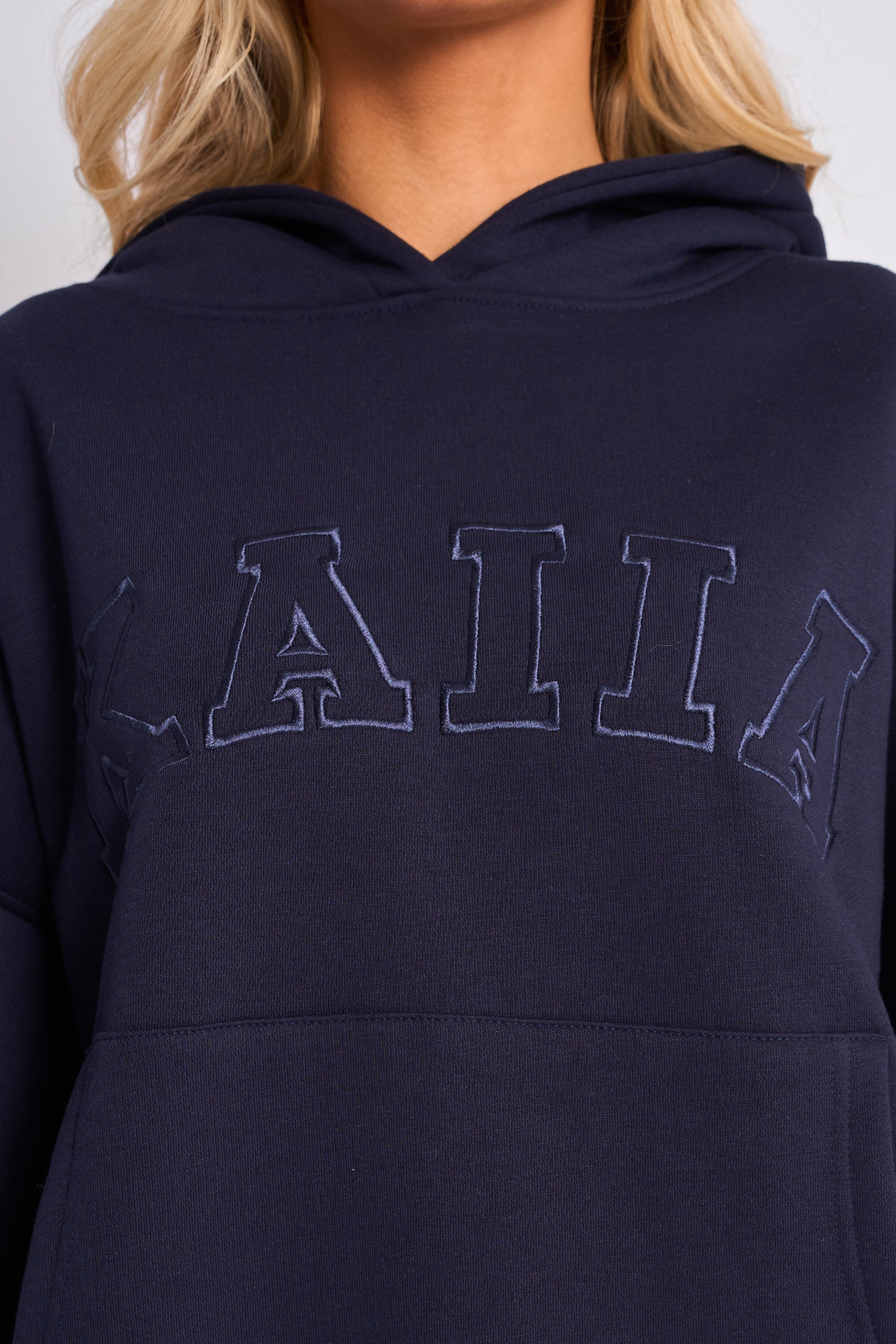 Kaiia Slogan Oversized Hoodie Navy