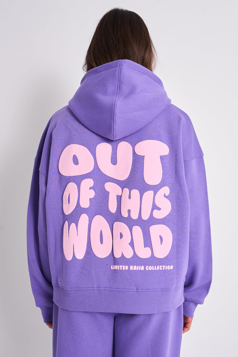 Kaiia Star Graphic Oversized Hoodie Purple