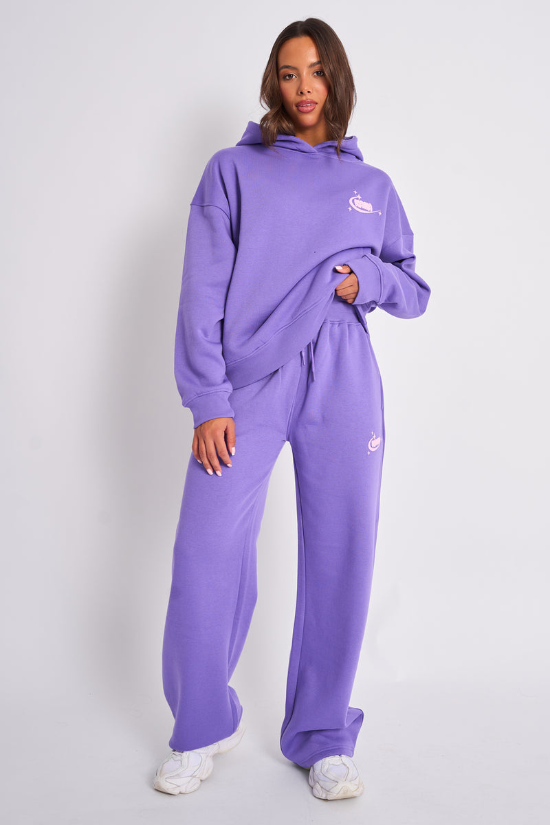 Kaiia Star Graphic Oversized Hoodie Purple