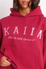 Kaiia Slogan Oversized Hoodie Cranberry & Pink