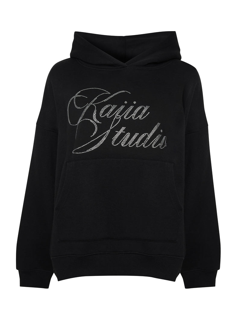 Kaiia Studio Diamante Embellished Oversized Hoodie Black