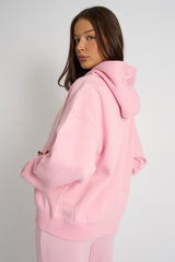 Kaiia Studio Diamante Embellished Oversized Hoodie Baby Pink