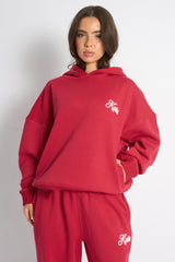 Kaiia Snowflake Logo Oversized Hoodie Red