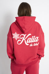 Kaiia Snowflake Logo Oversized Hoodie Red