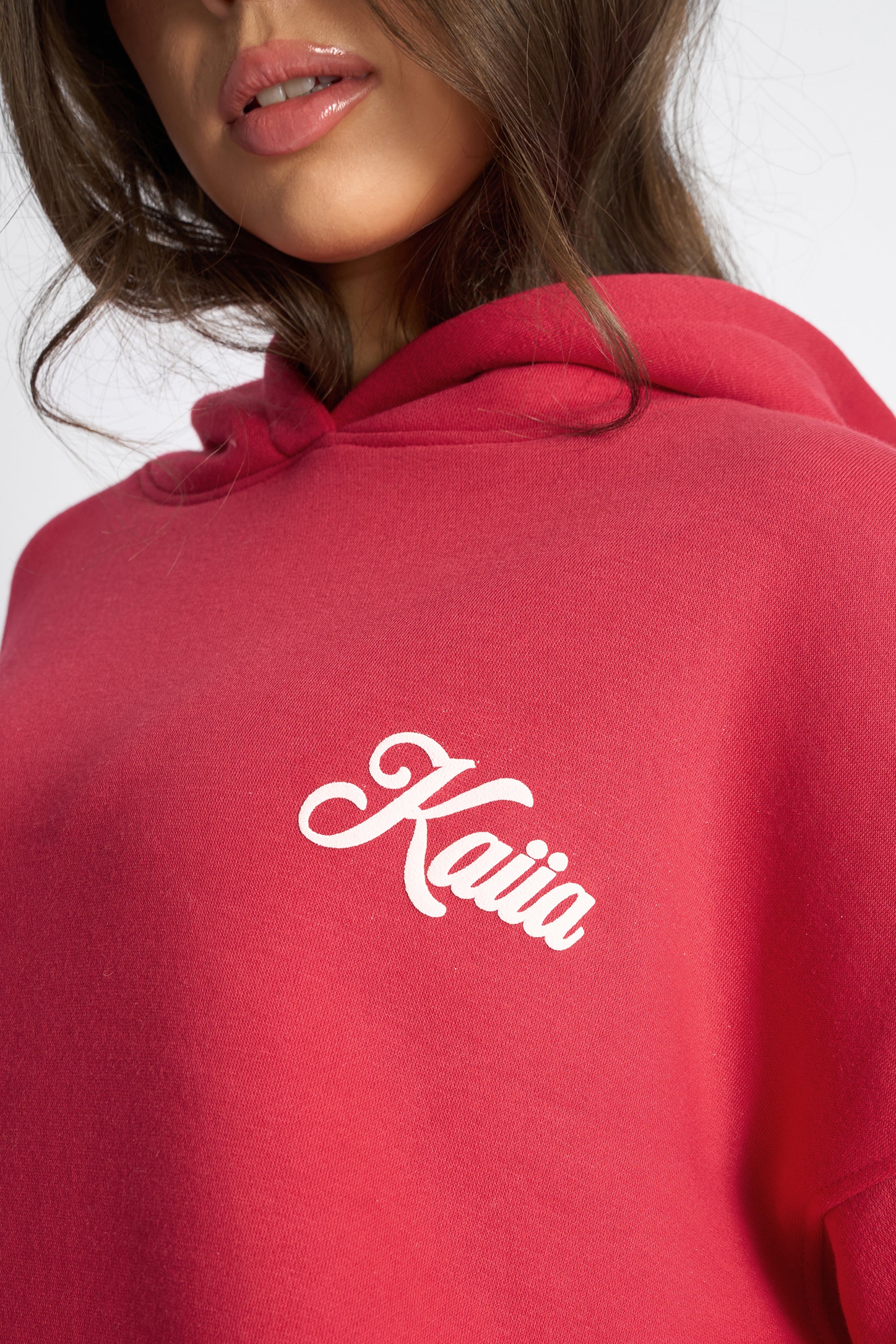 Kaiia Snowflake Logo Oversized Hoodie Red