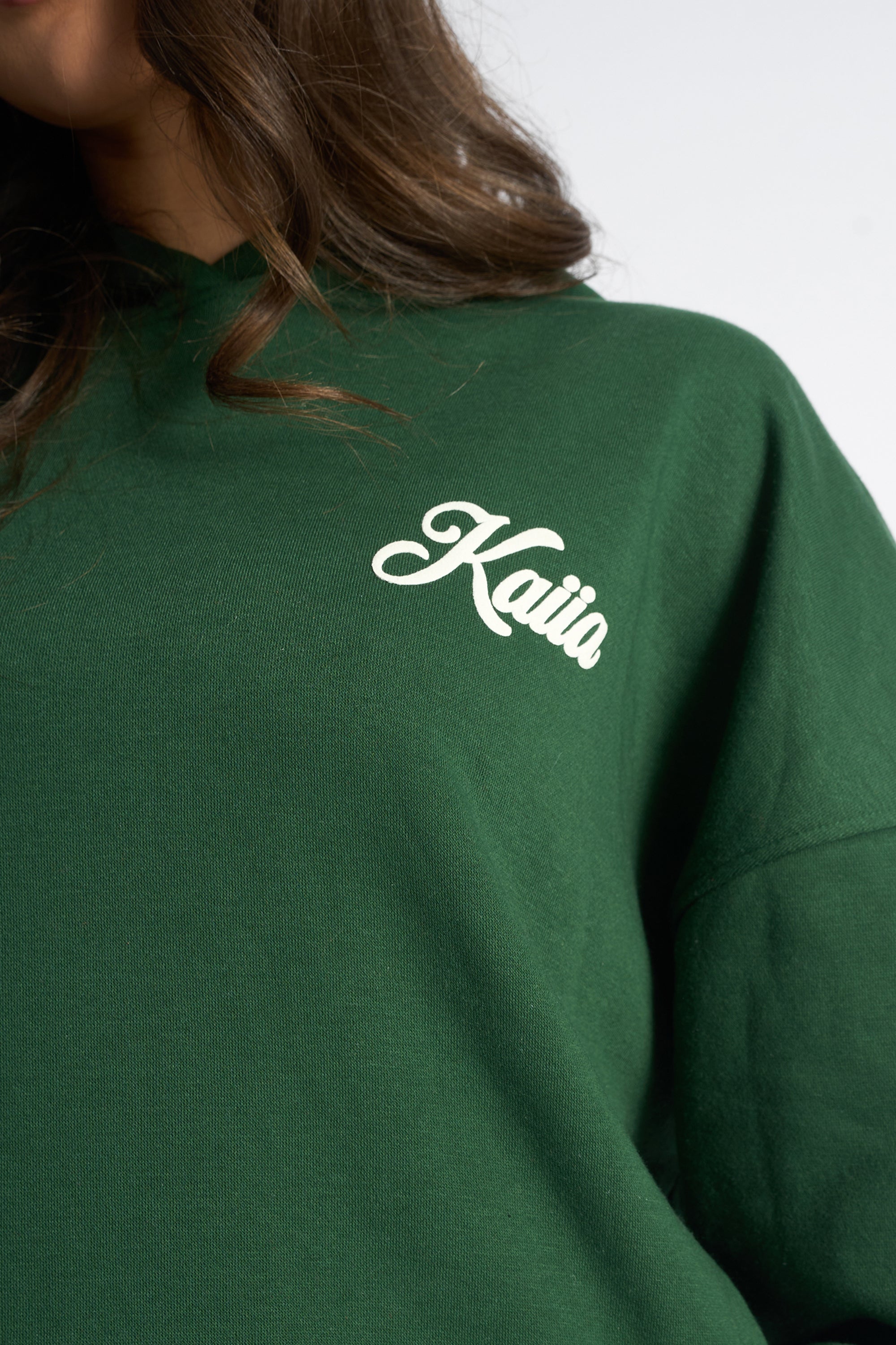 Kaiia Snowflake Logo Oversized Hoodie Forest Green