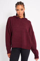 Kaiia Sport Knitted Hoodie Burgundy