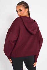 Kaiia Sport Knitted Hoodie Burgundy