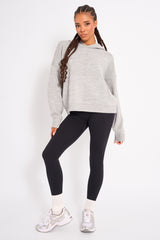 Kaiia Sport Knitted Hoodie Soft Grey