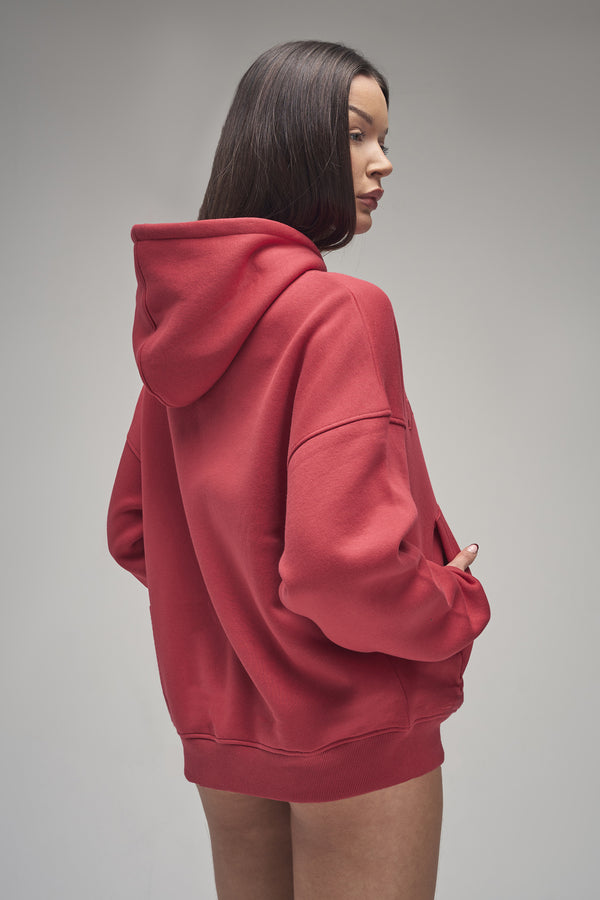 Kaiia Studio Script Logo Oversized Hoodie Red