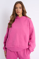 Kaiia Bow Embroidered Oversized Hoodie Bubblegum