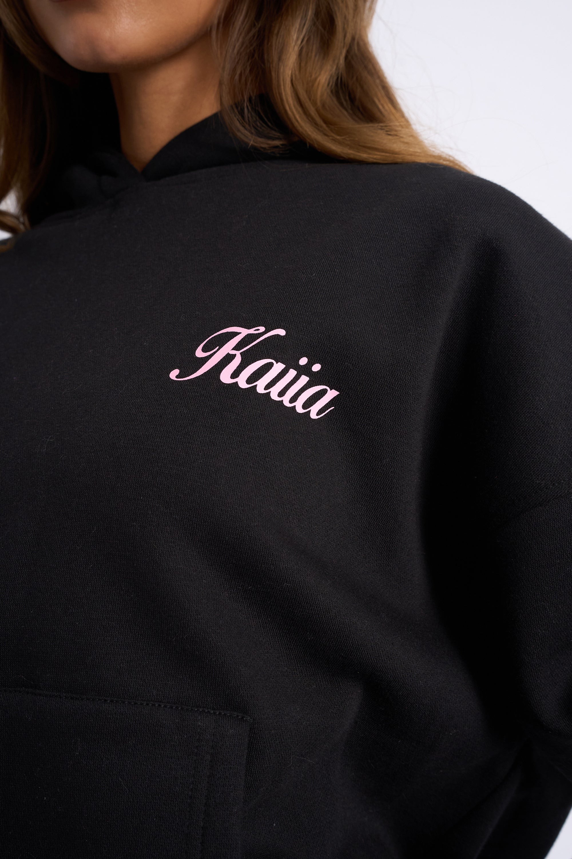 Kaiia Angel Graphic Oversized Hoodie Black & Pink