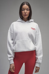 Kaiia Running Club Logo Oversized Hoodie Light Grey Marl & Red