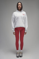 Kaiia Running Club Logo Oversized Hoodie Light Grey Marl & Red