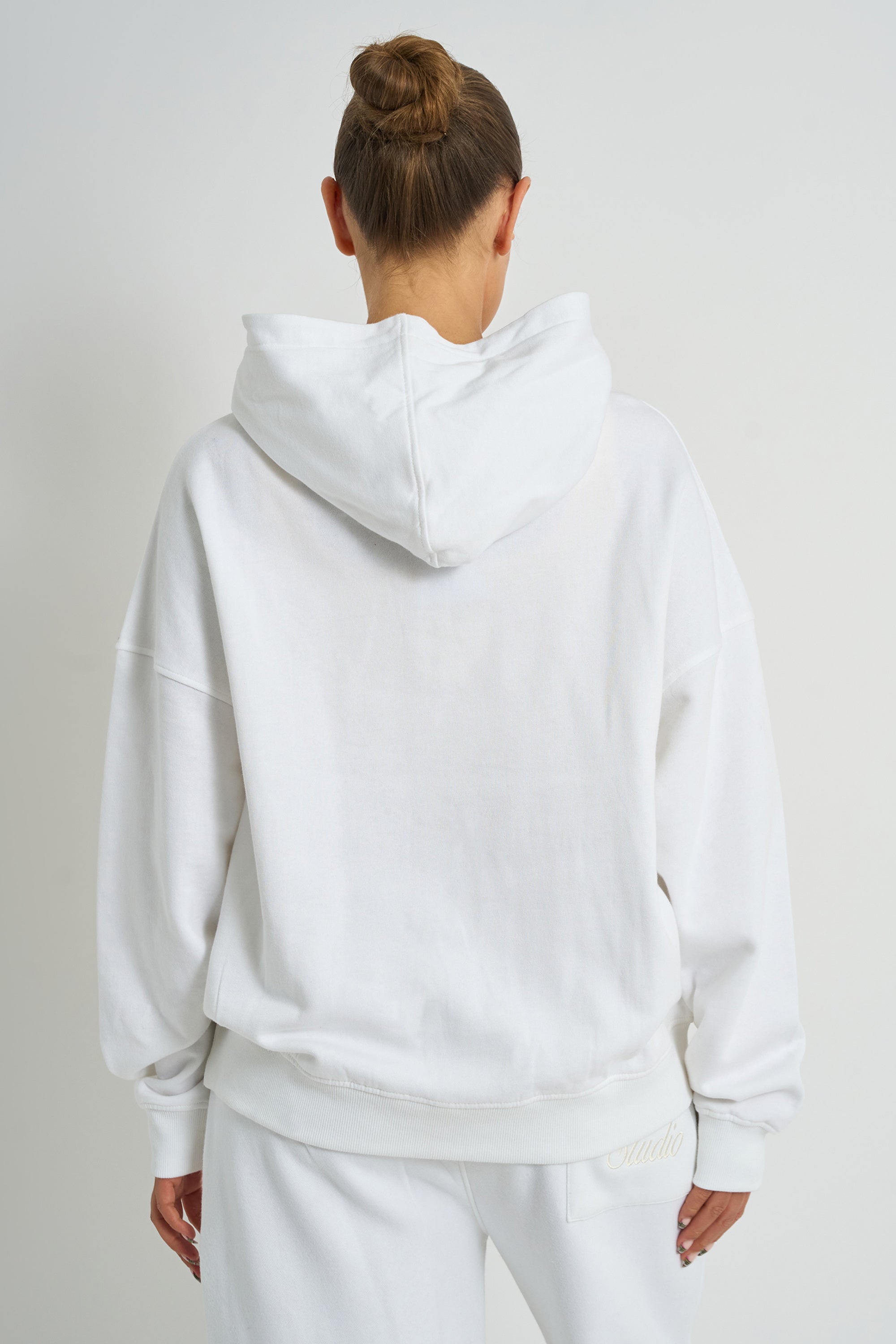 Kaiia Studio Script Logo Oversized Hoodie White