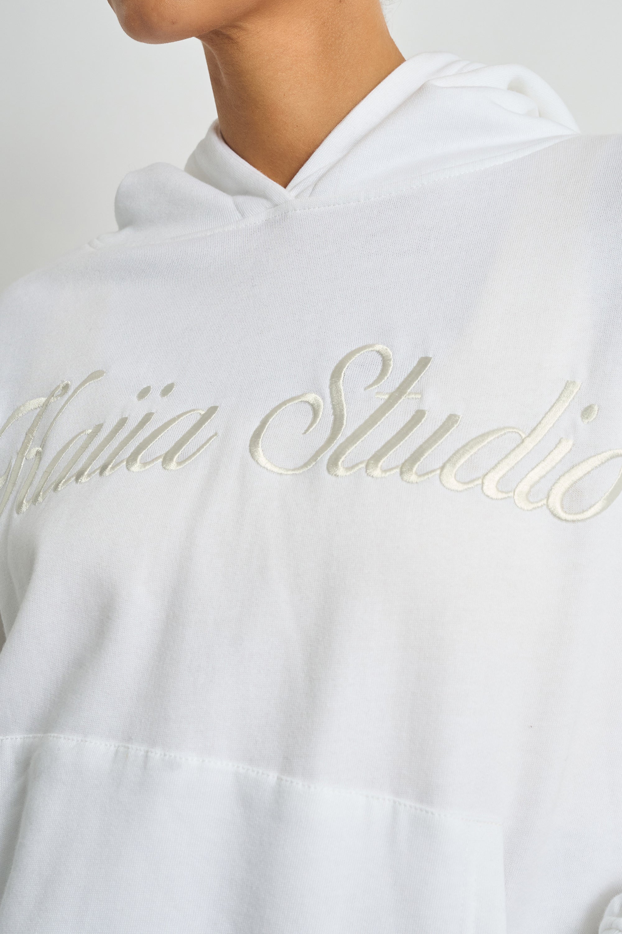 Kaiia Studio Script Logo Oversized Hoodie White