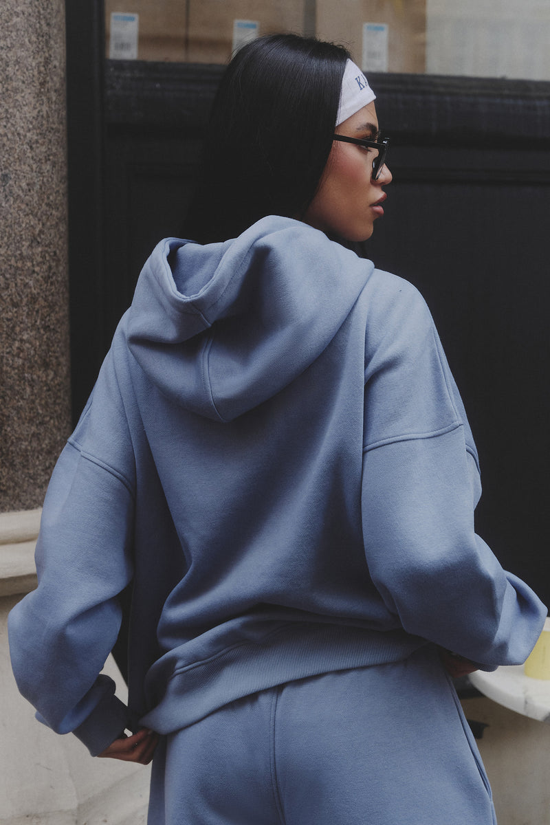 Kaiia Sport Logo Oversized Hoodie Vintage Blue