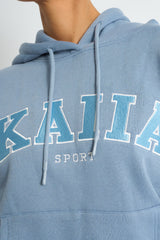 Kaiia Sport Logo Oversized Hoodie Vintage Blue